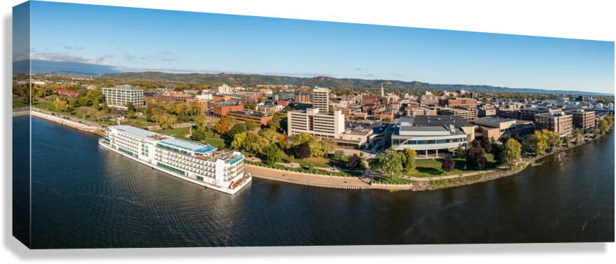 Aerial view of La Crosse Wisconsin and the Mississippi River  Canvas Print