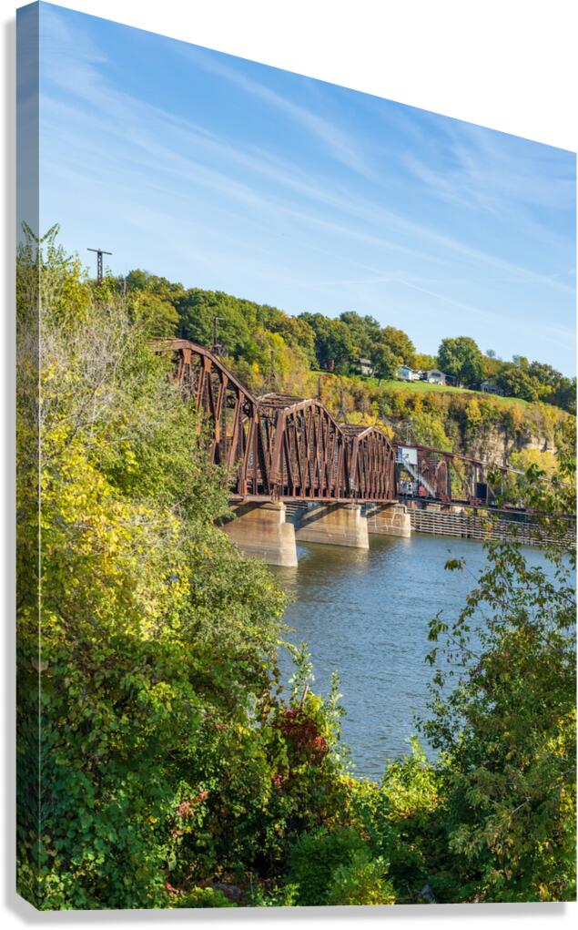 Historic rail bridge between Dubuque Iowa and East Dubuque  Canvas Print