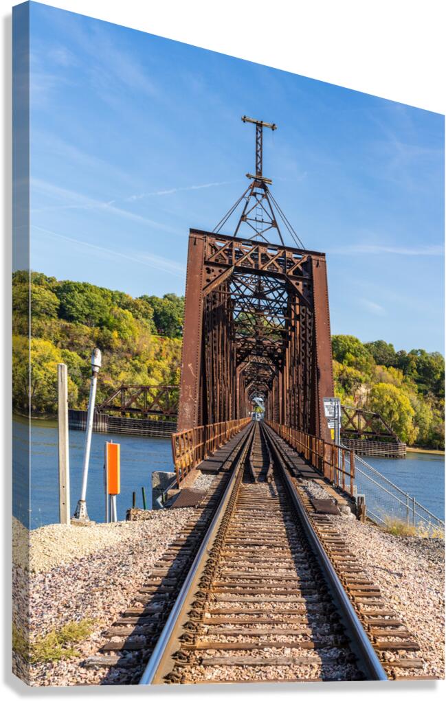 Historic rail bridge between Dubuque Iowa and East Dubuque  Canvas Print