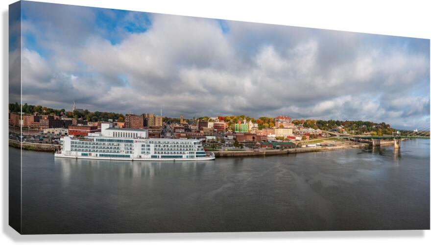 Cityscape of Burlington in Iowa from the Mississippi river  Canvas Print