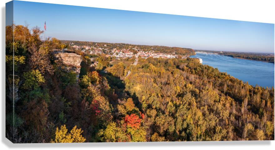 Lovers Leap overlook in Hannibal Missouri with townscape  Impression sur toile