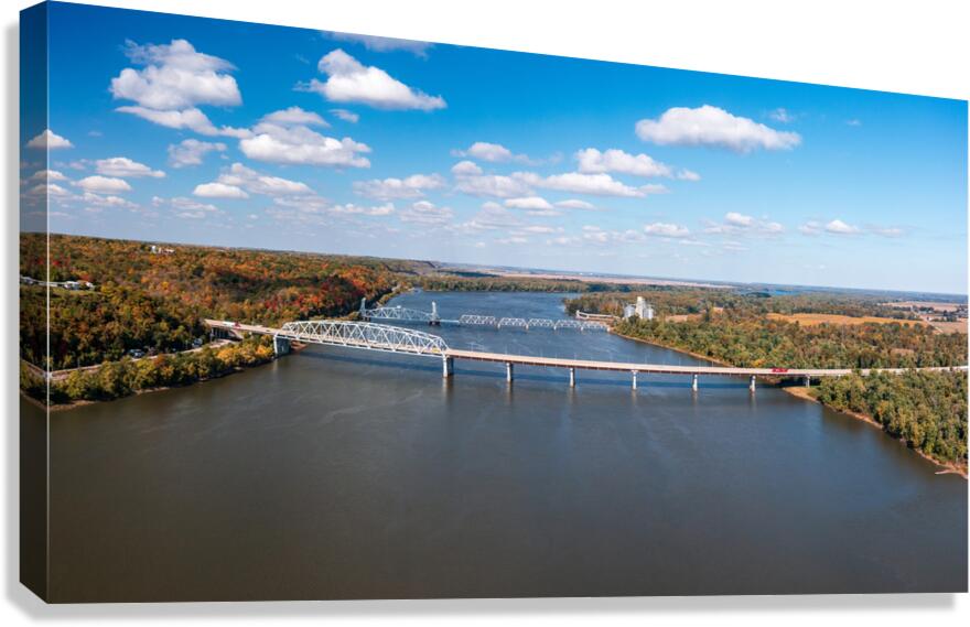 Mark Twain Memorial highway bridge across Mississippi  Canvas Print