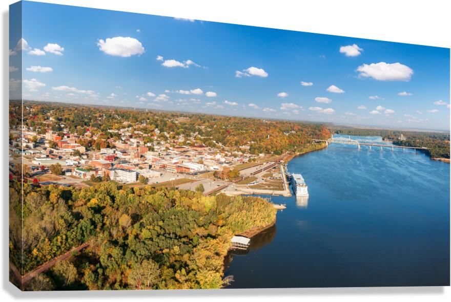 Townscape of Hannibal in Missouri from Lovers Leap overlook  Canvas Print