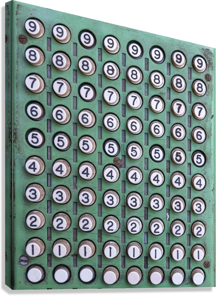 Keys of antique mechanical accounting or counting machine  Canvas Print