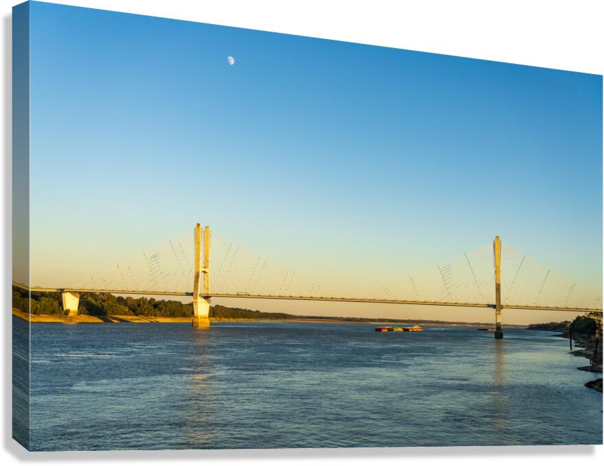 Modern Greenville bridge across the Mississippi to Arkansas with  Impression sur toile