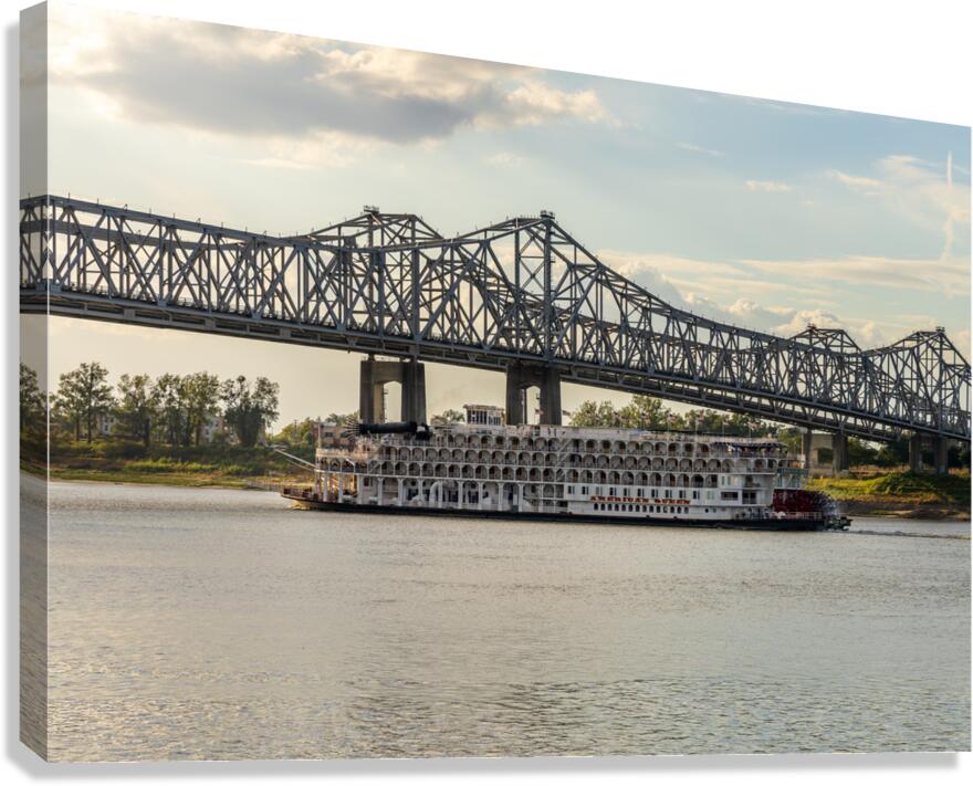 Paddle Steamer American Queen departs from Natchez Mississippi  Impression sur toile