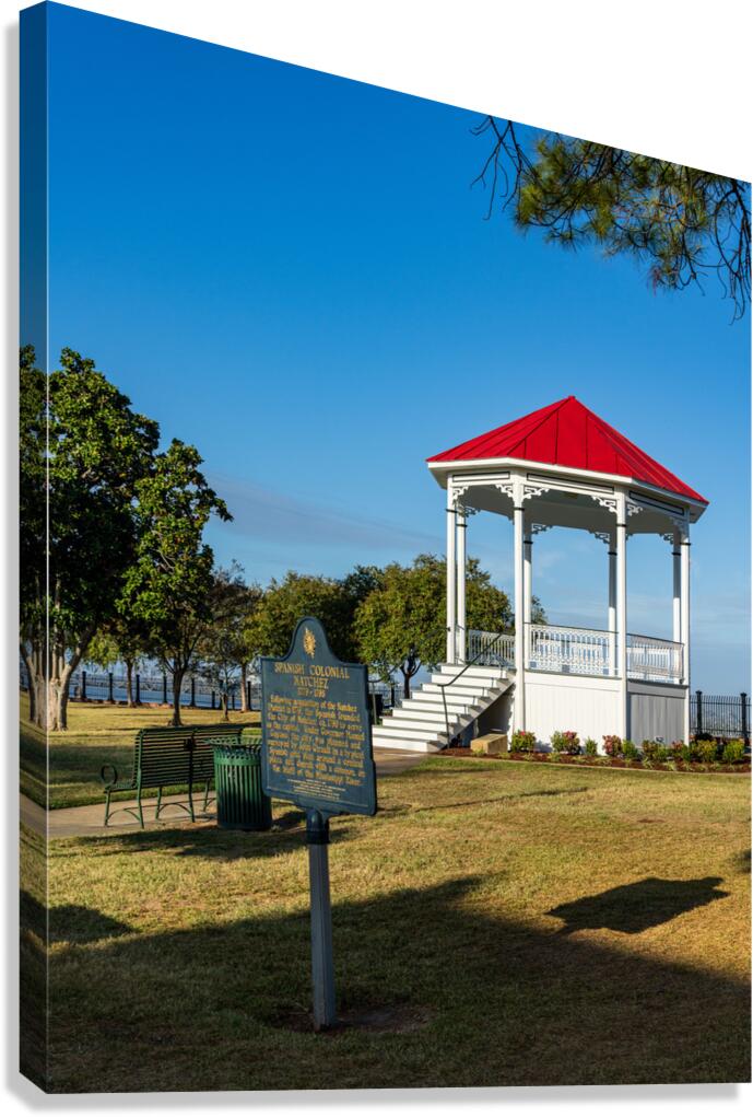 Townscape of Natchez in Mississippi with old bandstand  Canvas Print
