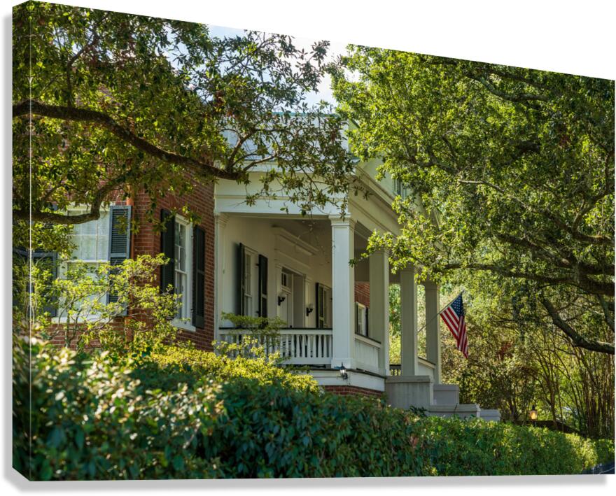 Facade of antebellum home in Natchez in Mississippi  Canvas Print