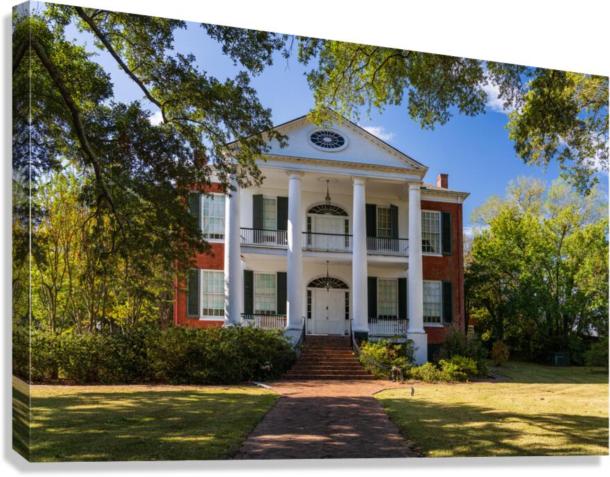 Facade of antebellum home in Natchez in Mississippi Canvas Print