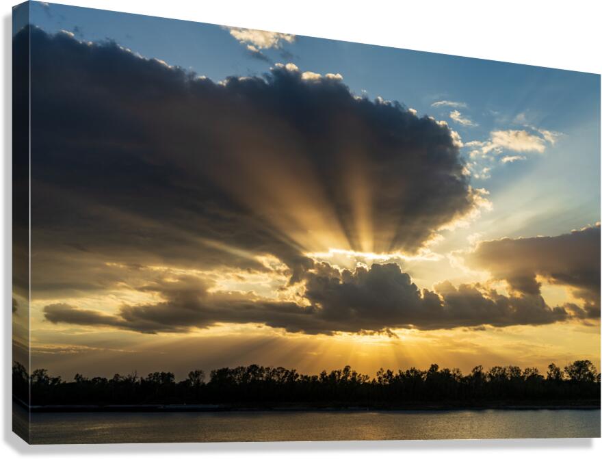 Sunset over the Mississippi river in Baton Rouge Louisiana  Impression sur toile