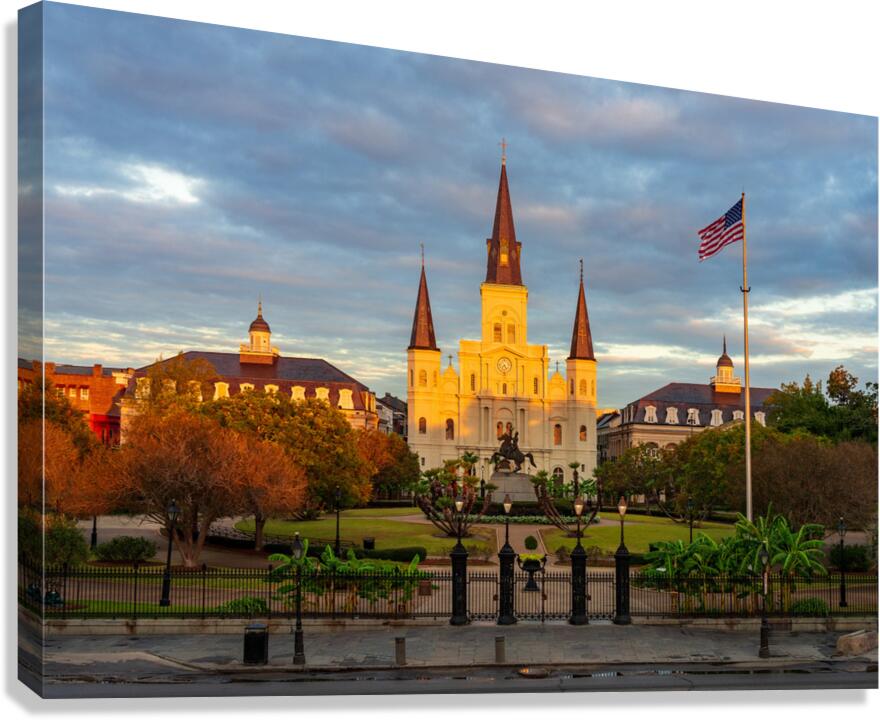 Sunrise on Cathedral Basilica of Saint Louis in New Orleans LA Canvas Print