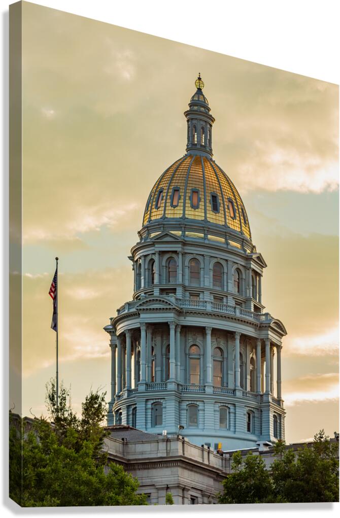 Gold covered dome of State Capitol Denver  Canvas Print