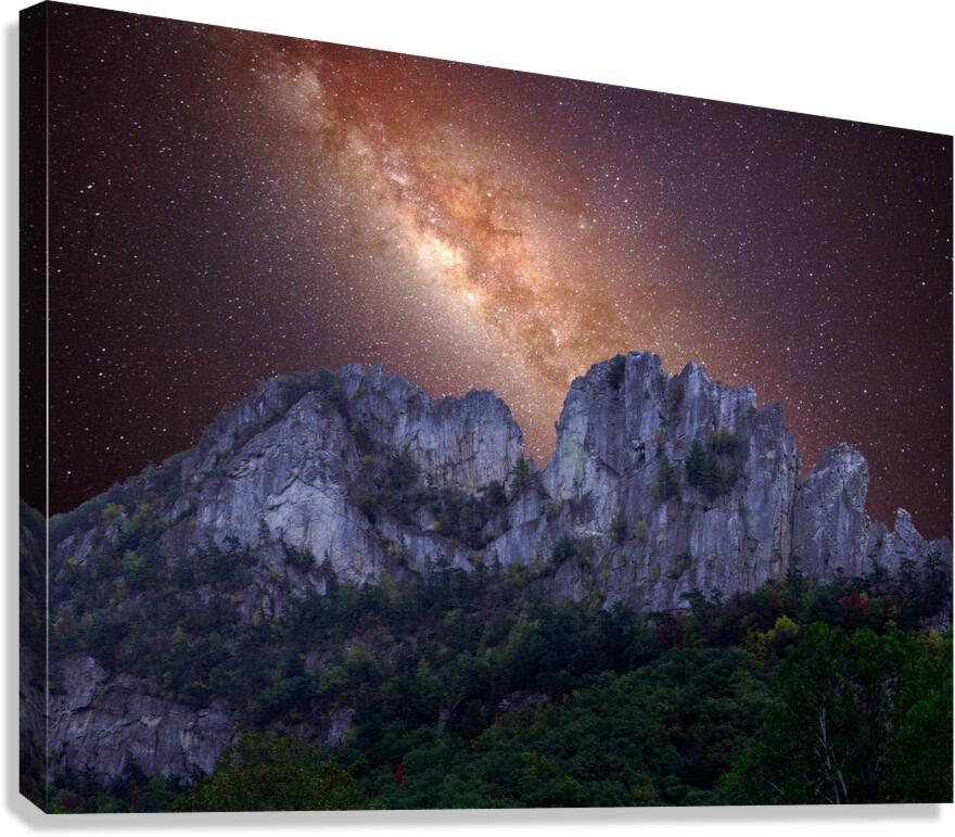 Galaxy over Seneca Rocks in West Virginia  Canvas Print