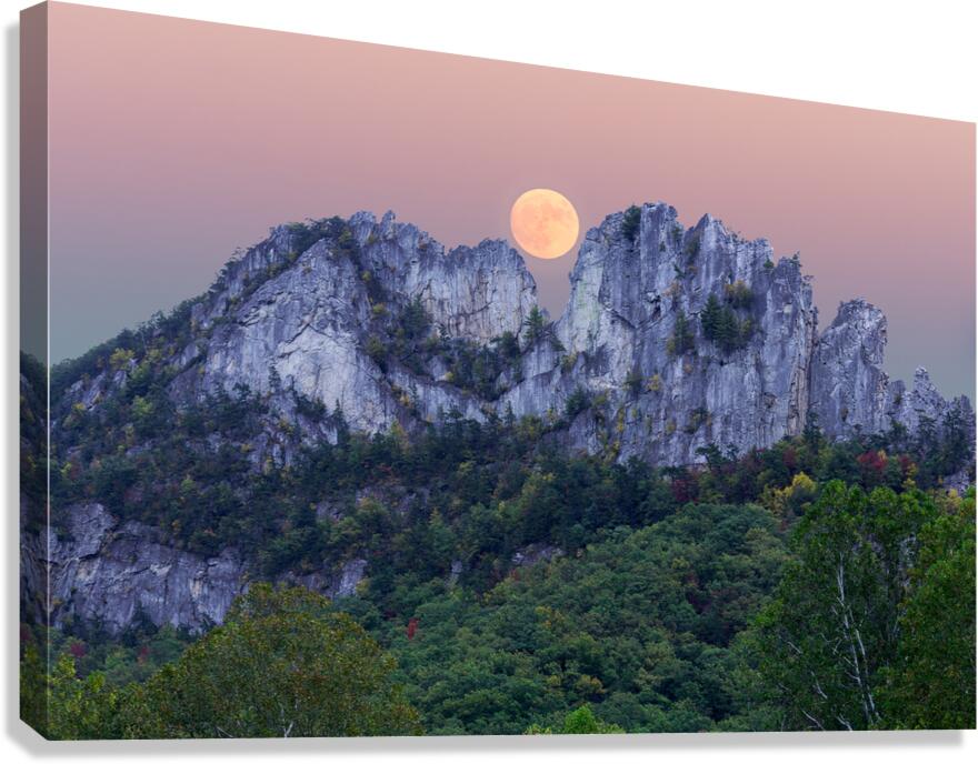 Supermoon over Seneca Rocks in West Virginia Canvas Print