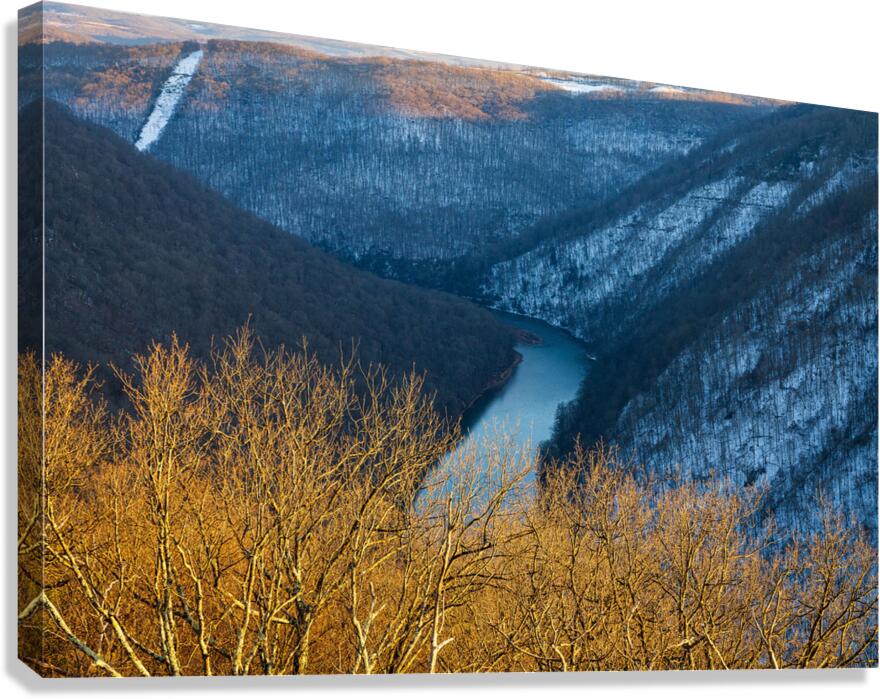 Cheat River Canyon at Coopers Rock on winter afternoon  Impression sur toile
