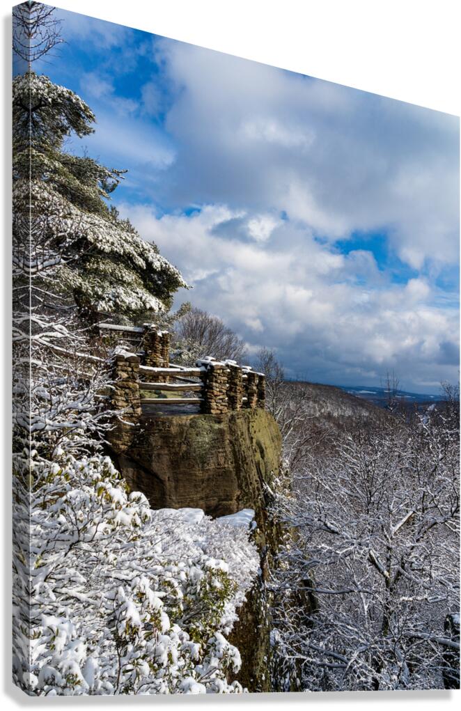 Coopers Rock overlook covered in winter snow near Morgantown  Impression sur toile