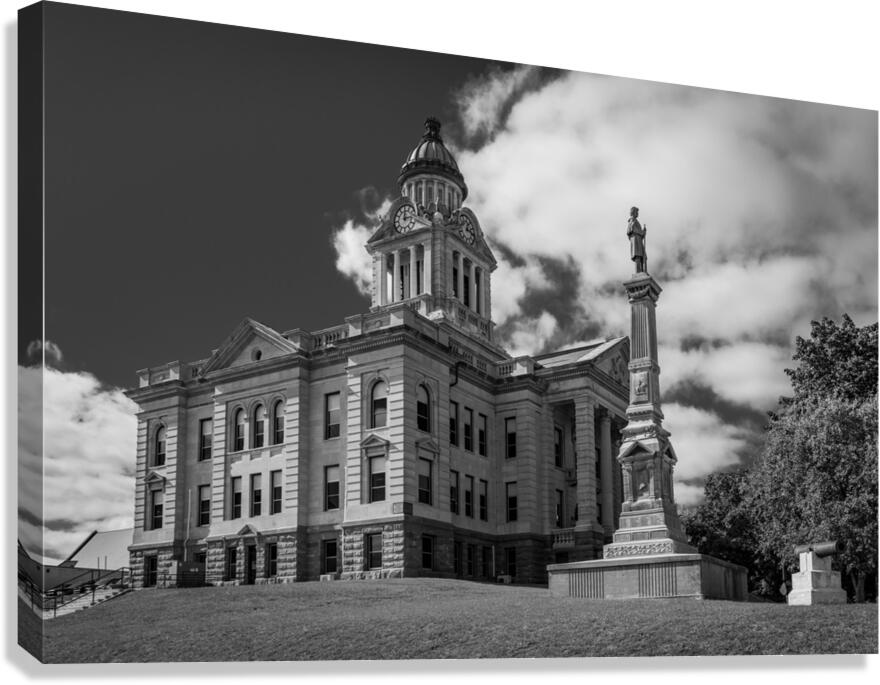 BW Facade and clock tower of Winneshiek County Courthouse  Impression sur toile