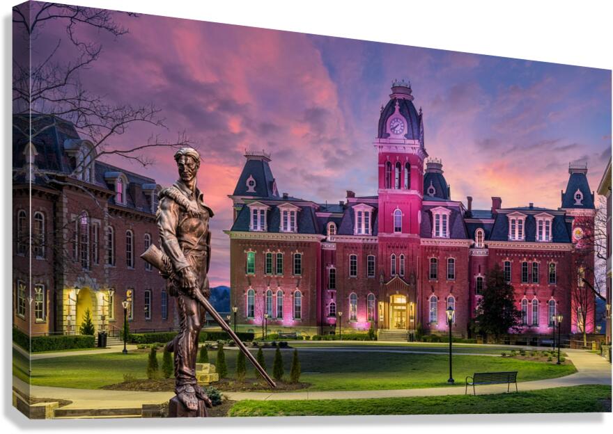 Mountaineer statue in front of Woodburn Hall at WVU  Canvas Print