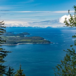 Panorama of the mountain range at Icy Strait Point in Alaska