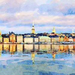 Water color of Gamla Stan in Stockholm