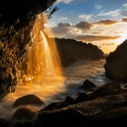 Waterfall near Queens Bath in Princeville Kauai