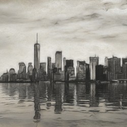 Charcoal drawing of the Manhattan Skyline