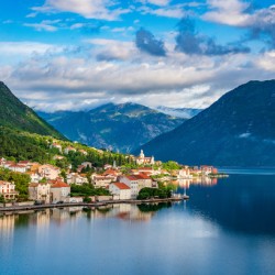 Town of Prcanj on the Bay of Kotor in Montenegro