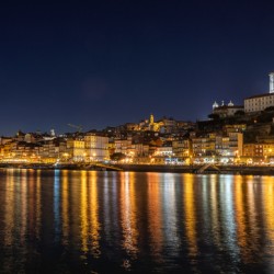 Night city skyline of Porto in Portugal 