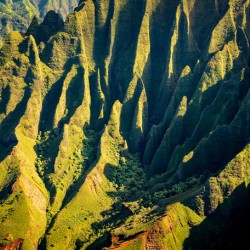 Fluted hills on Na Pali coast of Kauai