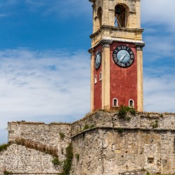 Clock tower in old fortress on Corfu