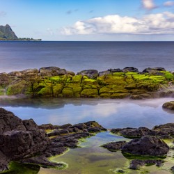 Long exposure image of the pool known as Queens Bath of Kauai