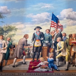 Detail of wall mural of George Washington