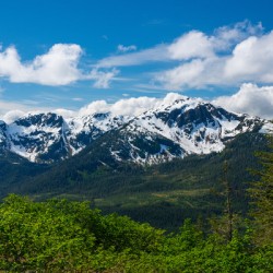 View from Mount Roberts toward Mt Bradley above Juneau Alaska
