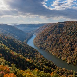  Cheat River panorama in West Virginia with fall colors
