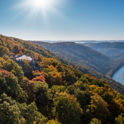  Cheat River panorama in West Virginia with fall colors