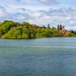 View across the Mere to the town of Ellesmere in Shropshire