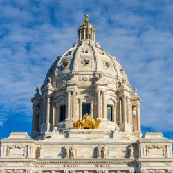 Dome and statue of the State Capitol building in St Paul