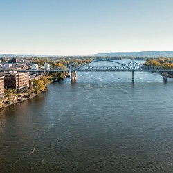Aerial view of La Crosse Wisconsin and the Mississippi River