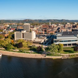 Aerial view of La Crosse Wisconsin and the Mississippi River
