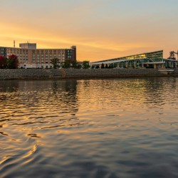 Conference Center in Dubuque IA on calm evening