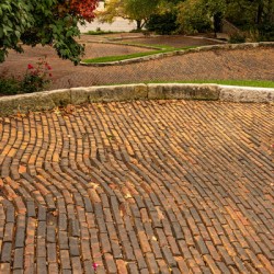 Pattern of bricks on Snake Alley in Burlington Iowa