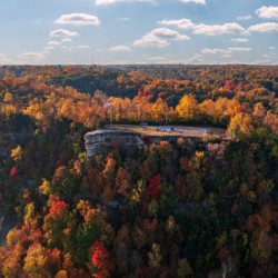 Lovers Leap overlook in Hannibal Missouri in fall colors