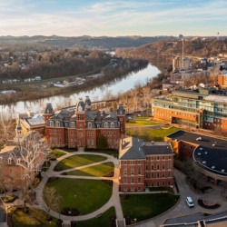 Aerial panorama of the Woodburn Circle at the university 