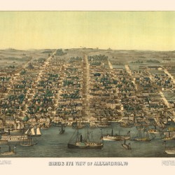Restored birds eye view of street plan of Alexandria VA 1863