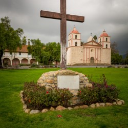 Cloudy stormy day at Santa Barbara Mission