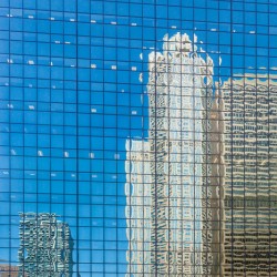 Reflection of offices in Chicago windows