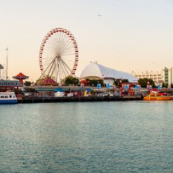 Panorama of Navy Pier in Chicago