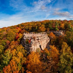 Coopers Rock state park overlook in West Virginia with fall colors