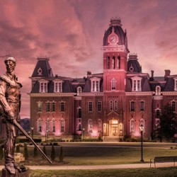 Famous Mountaineer statue in front of Woodburn Hall at WVU