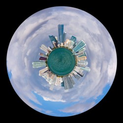 Little earth circular view of Miami Skyline